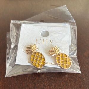 Gold Pineapple Earrings